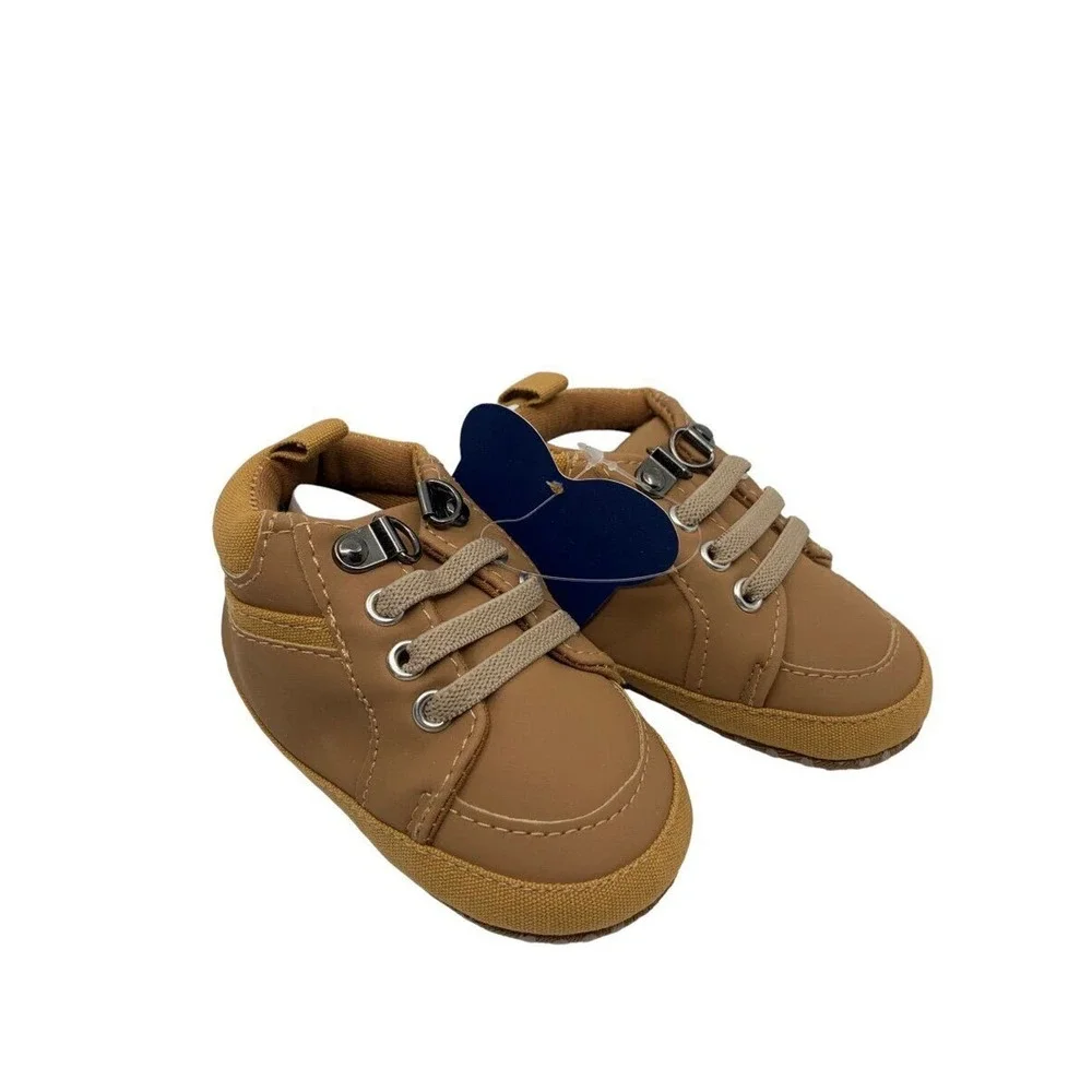 Myggpp Baby Toddler Boys Lace-Up Sneakers‎ High-Top Shoes Brown 6-12 Mth